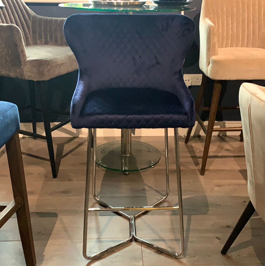 Bar Stool Navy  by Signature with Chrome Leg for collection only last one HALF PRICE or less