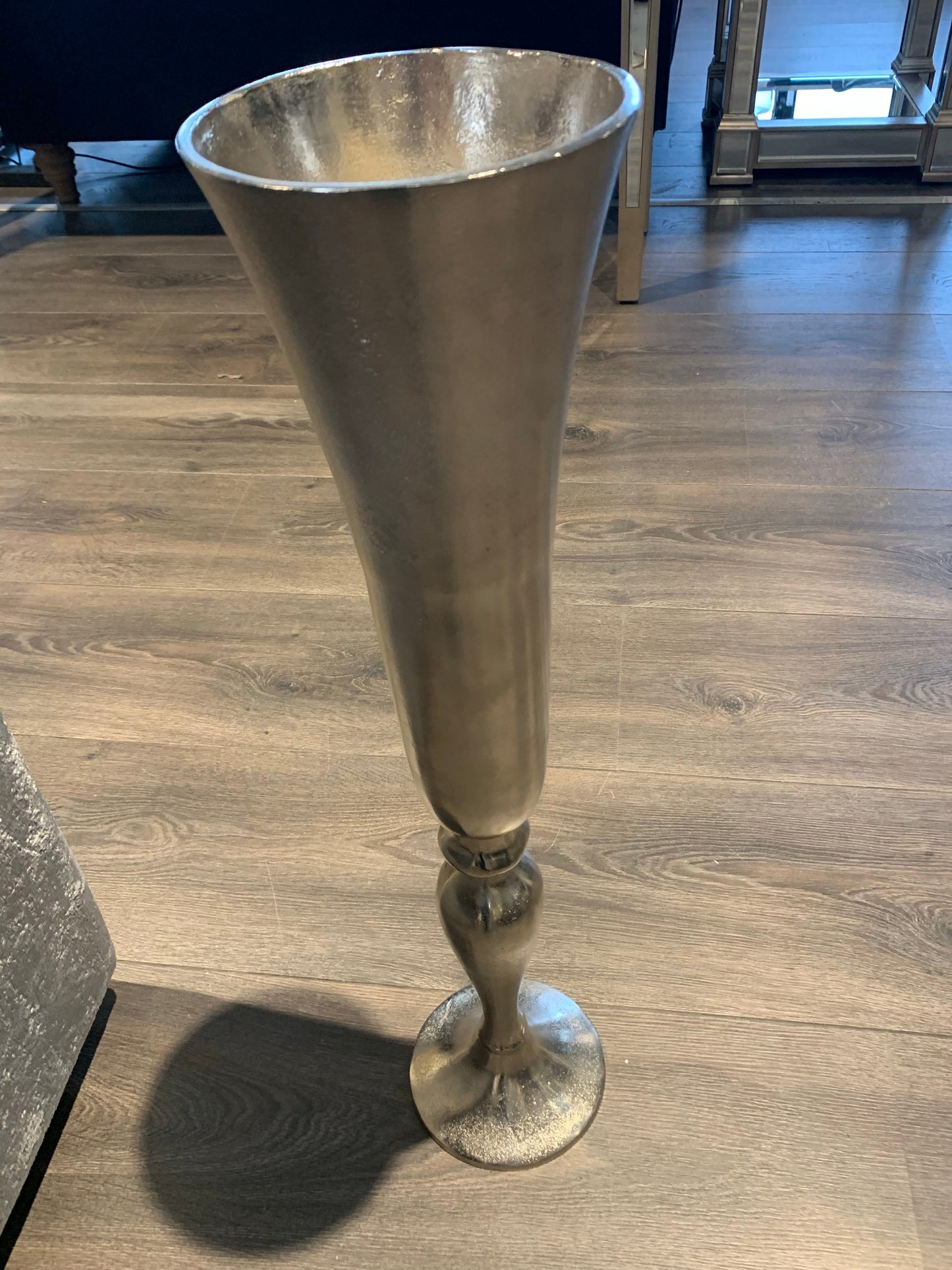 Trumpet silver nickel  large vase