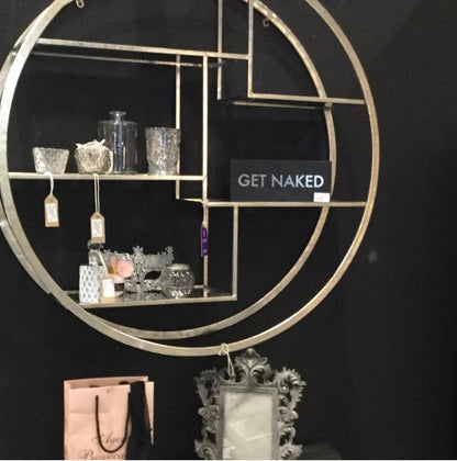 Round silver display shelf warehouse clearance Click N Collect