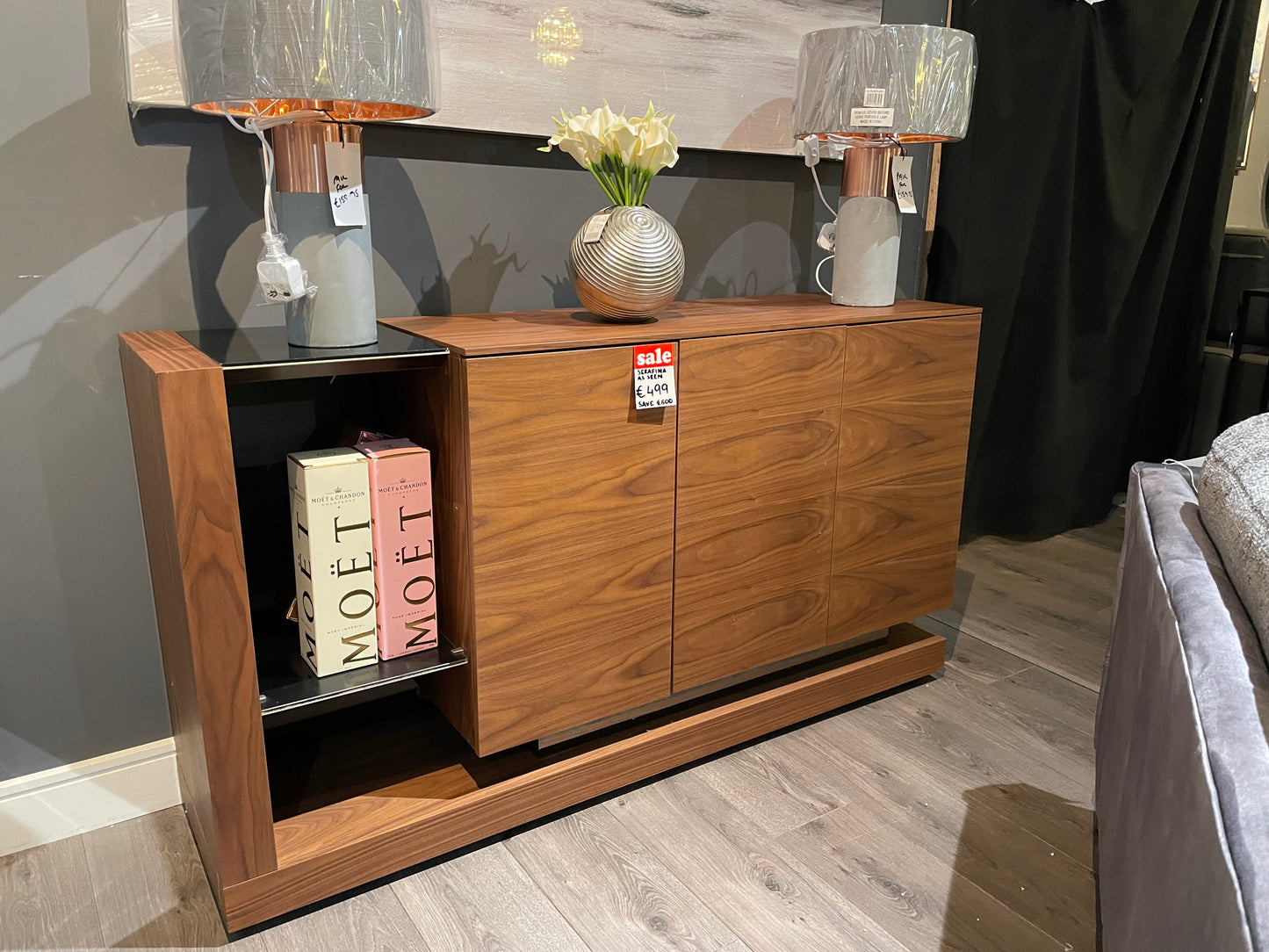 Serafina sideboard walnut Ex display as seen . Instore purchase only. Great storage option