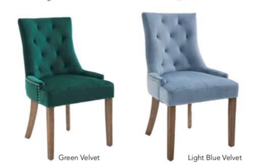 Sandy velvet dining chair in GREEN click n collect  1 only