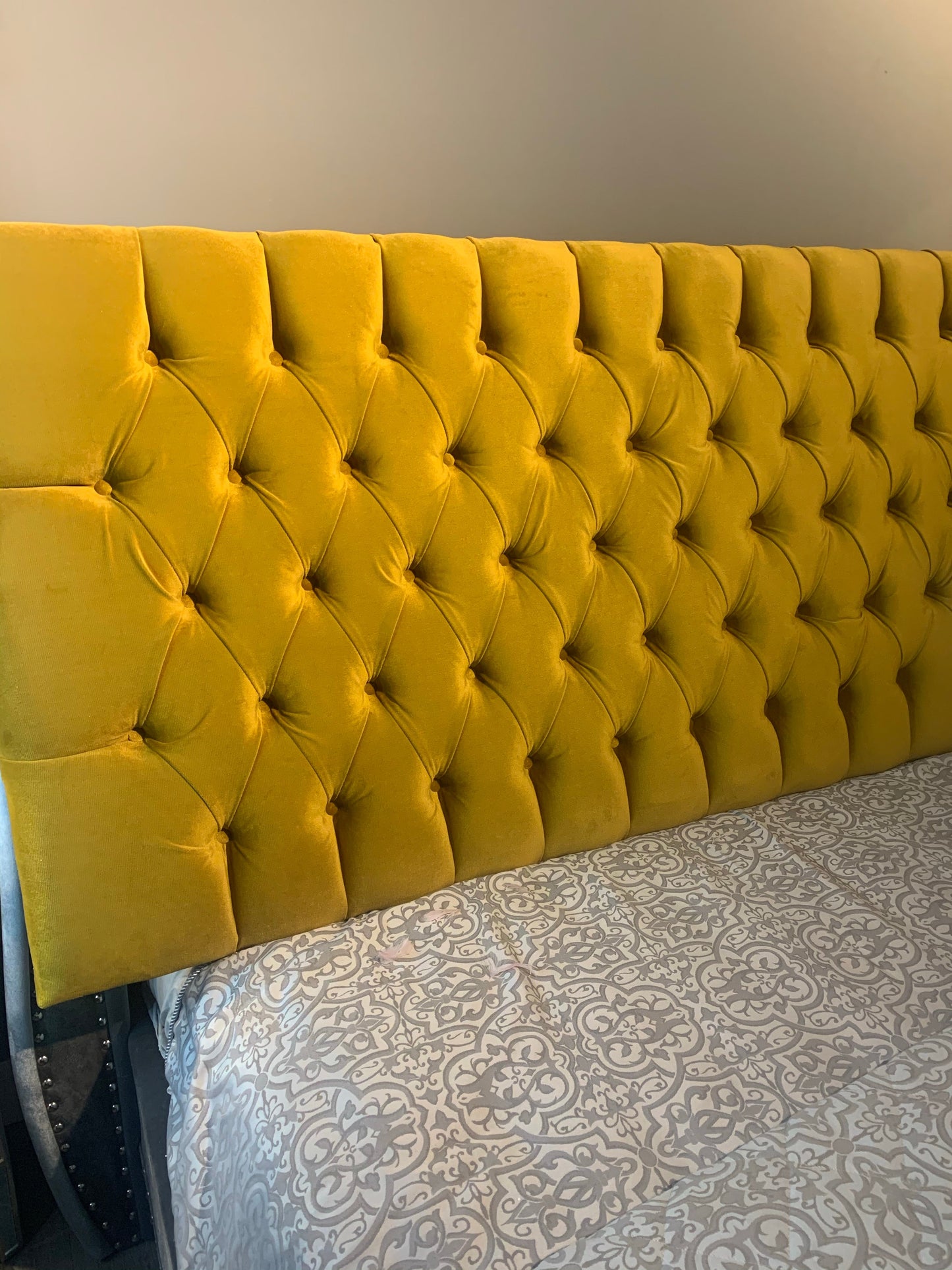 Serene superking Headboard Gold Velvet Style Fabric