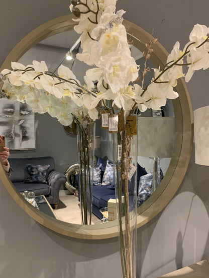 Eurika  round   wood mirror  in NATURAL colour damaged collect only