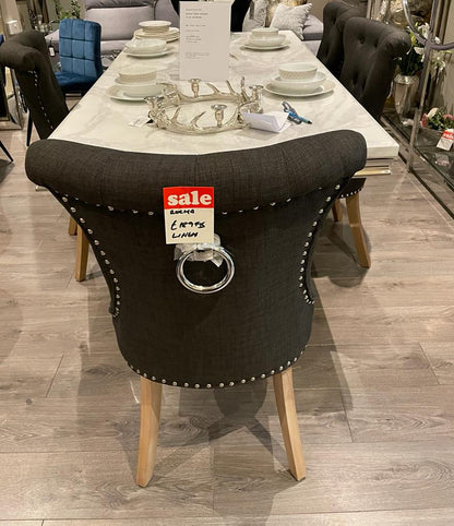 Rocha dining chair hotel quality Linen  with knocker back CLEARANCE at outlet store Kimmage