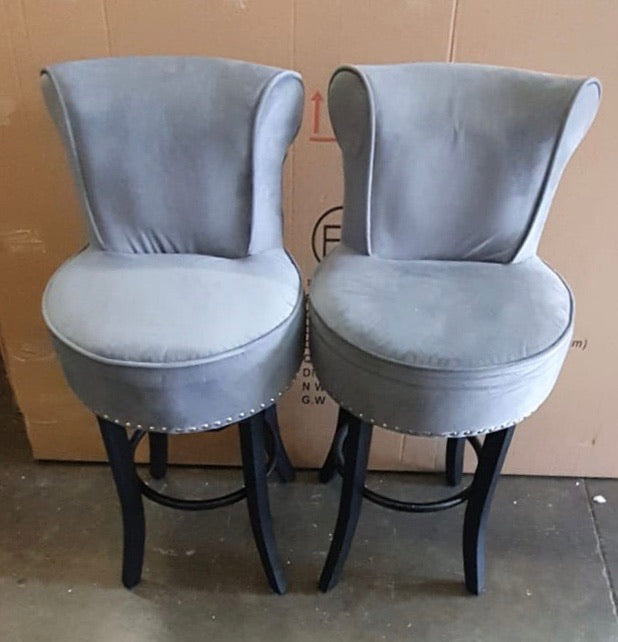 Regent Park bar chair stool Velvet grey Half Price clearance Click n collect