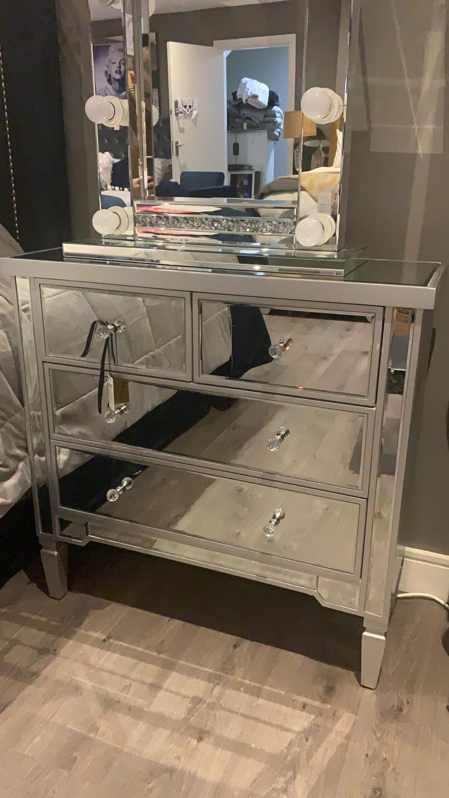 Vision mirrored chest with SILVER trim available to order in our store