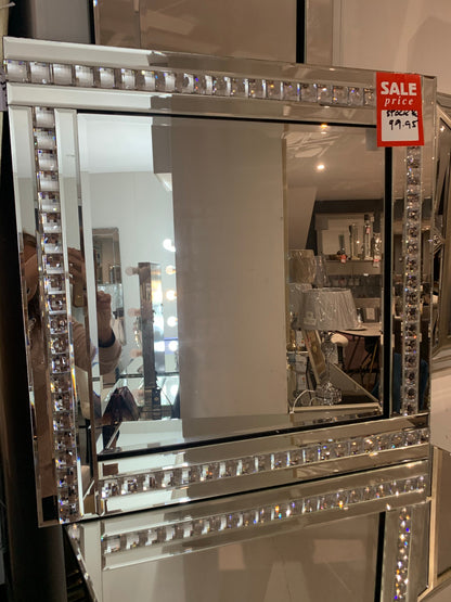 Crystal  bar  SILVER mirror in CLEAR GLASS Clearance offer 60x60cm Click N Collect clearance