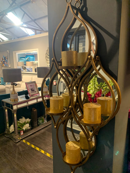 Candle holder / wall sconce with 4 mirrors in gold Collect instore  only