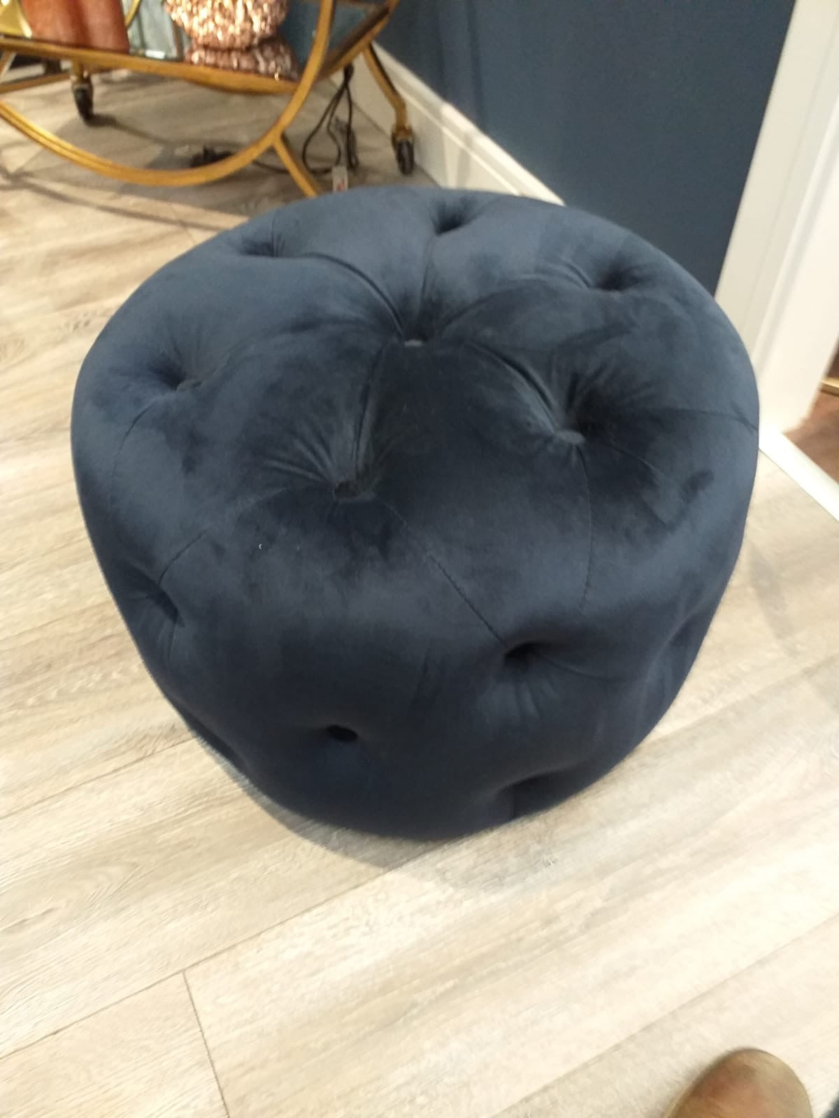 Chesterfield PJ  small footstool navy very good quality LAST ONE Collection only