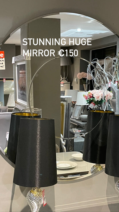 Stunning large Dante  100cm frameless mirror with centre profile.  Instore purchase only as out of box sold as seen
