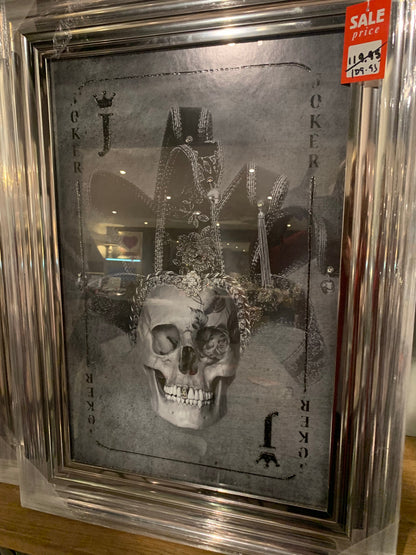 Chrome framed Playing card picture choice options  Click N Collect  warehouse clearance