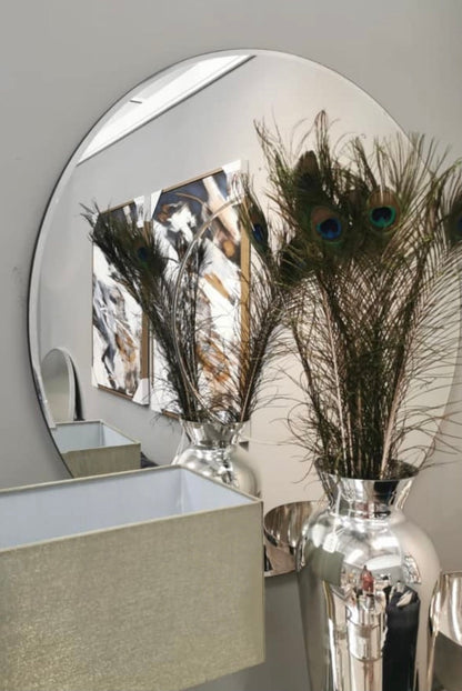 Stunning large Dante  100cm frameless mirror with centre profile.  Instore purchase only as out of box sold as seen