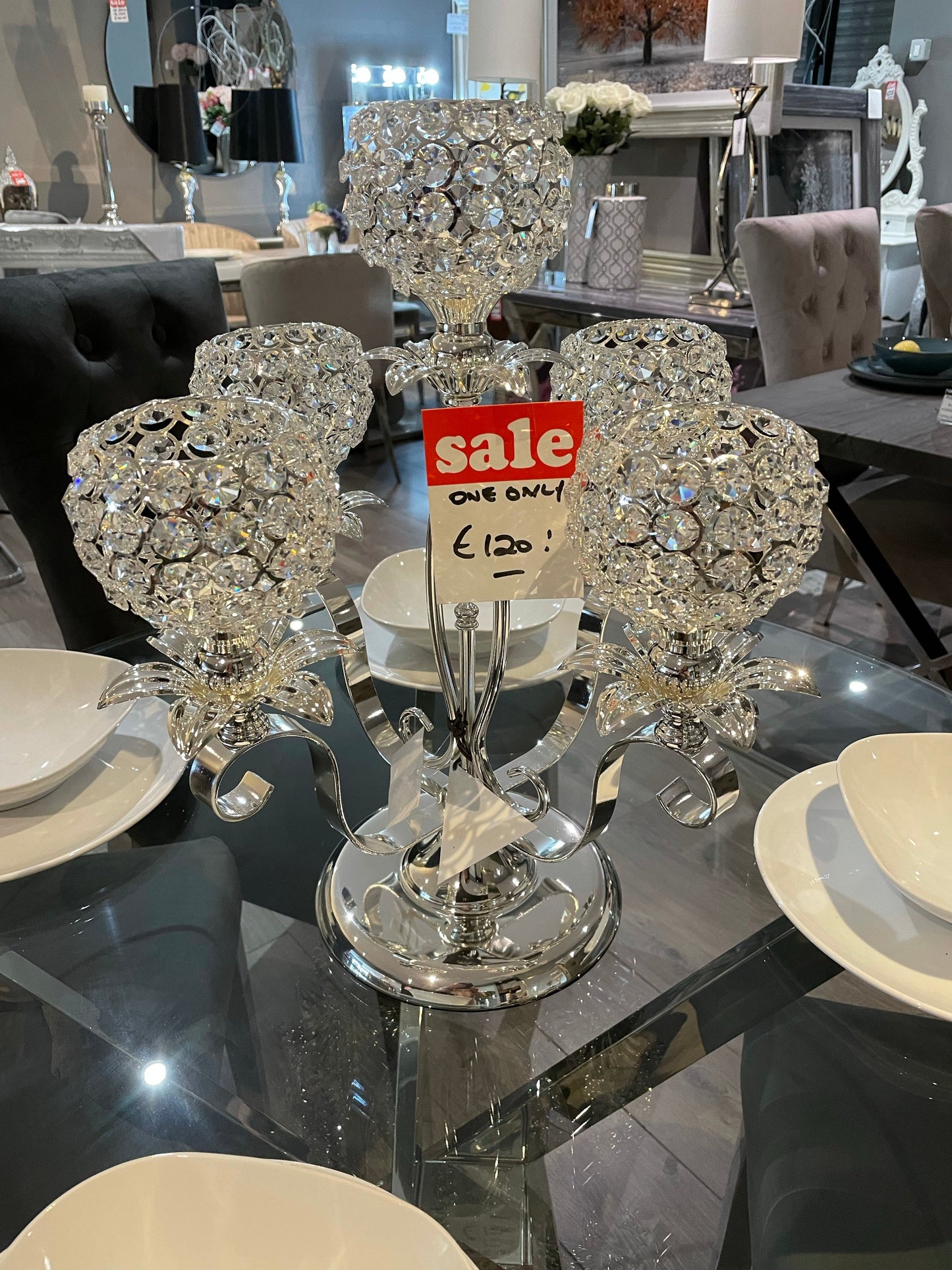 Silver 5 cup candleabra instore purchase