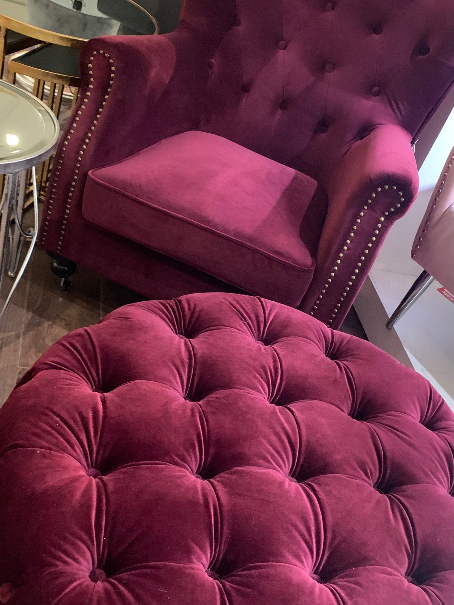 Marseilles Belfield Wingback Chair in Berry or grey massive reductions