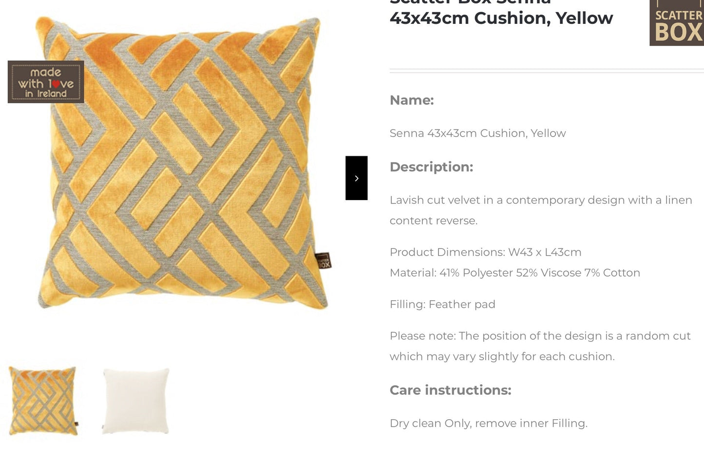 Scatterbox  Sienna  cushion 43 cm mustard