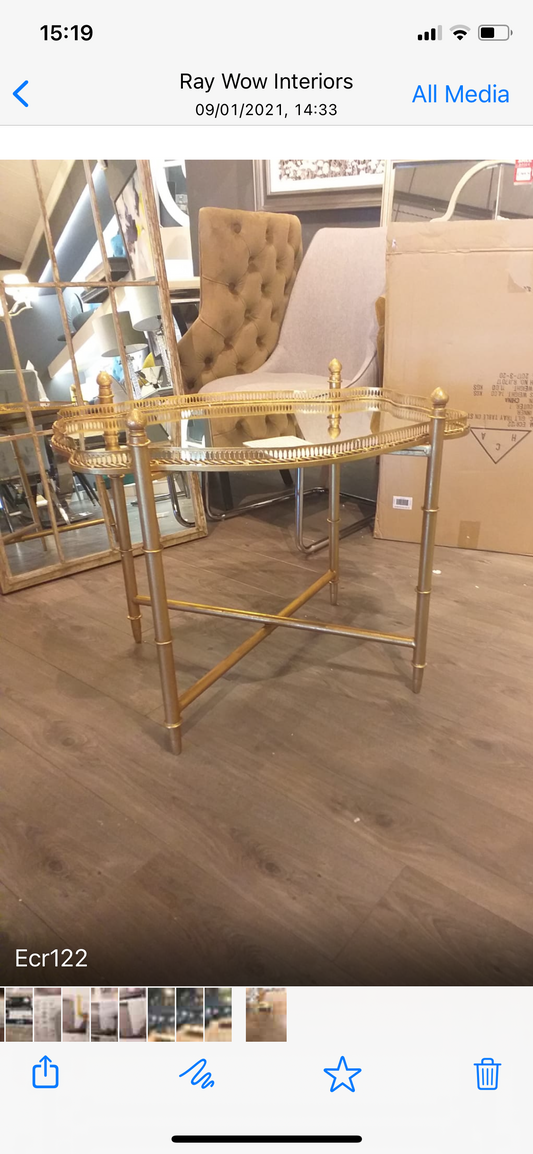 Gold Gilt  Coffee / Side Table with lift off tray reduced to clear Click N collect