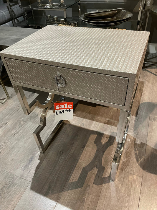 Side table taupe and chrome