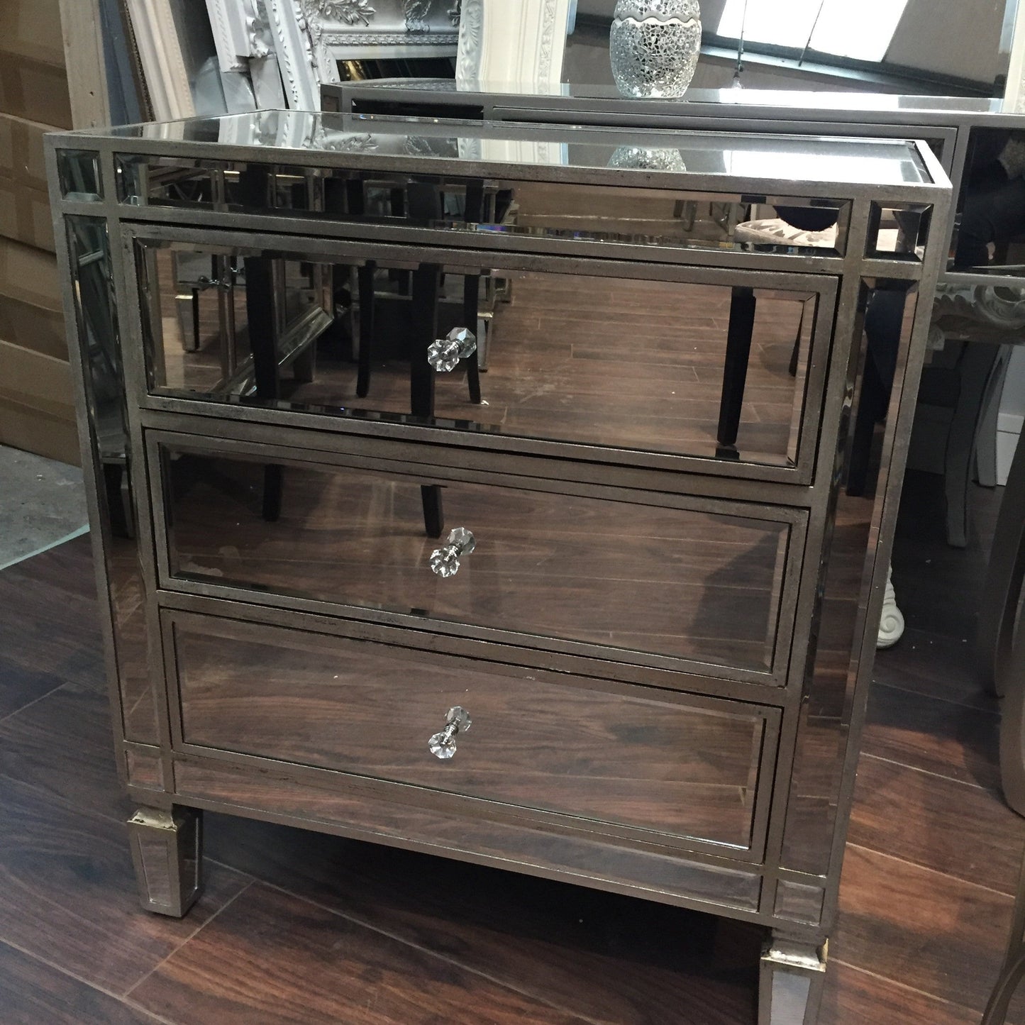 Venetian Mirrored  wide Chest w  3 drawers last one reduced sold out