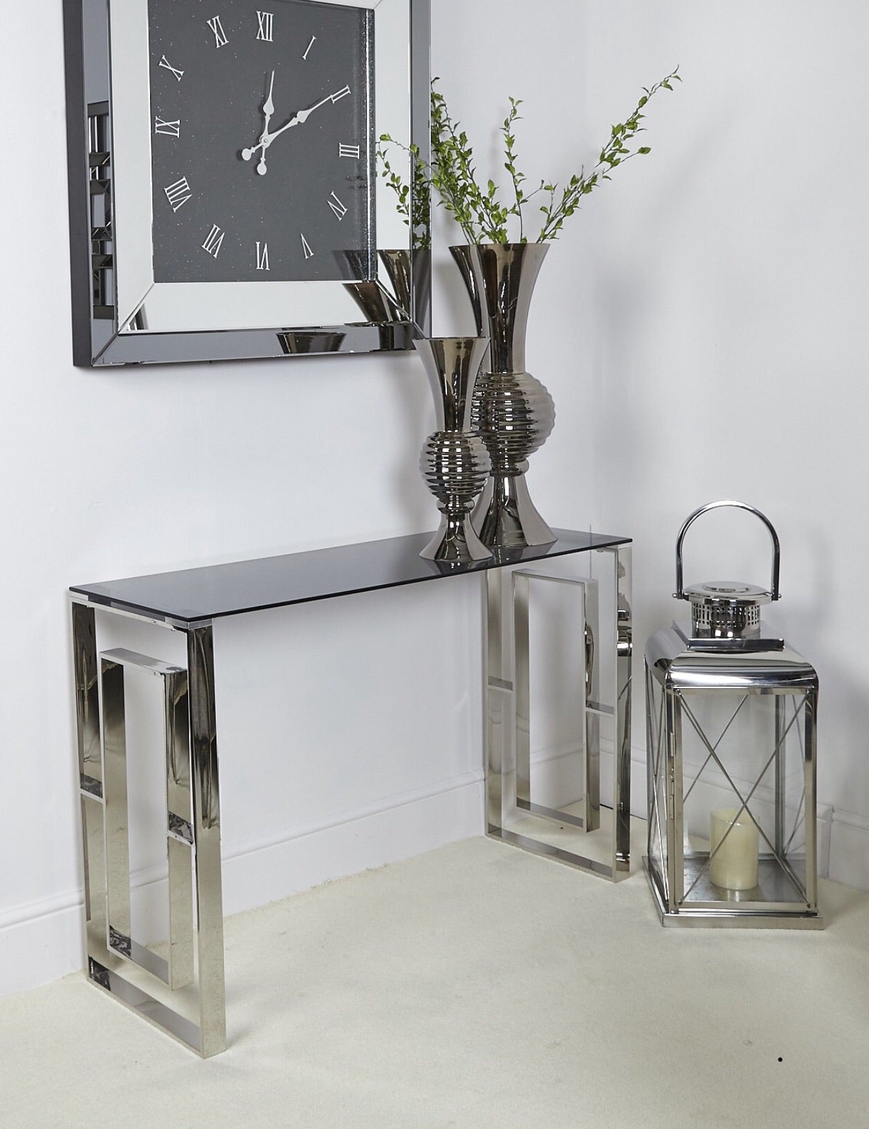 Stunning chrome and glass ALANNAH console table value alert 120 x 40 cm