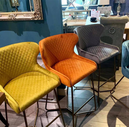 Signature velvet Bar Stools  with metal leg for collection only