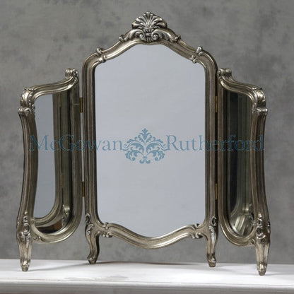 Silver Boudoir  Tri Mirror