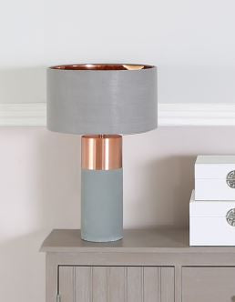 Pair  Grey Copper Table Lamps with Grey Shade reduced for collection