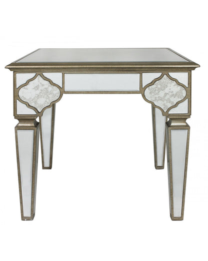 Marrakech Antique Mirror End  / Lamp  Table With Frosted Mirror Panels warehouse clearance