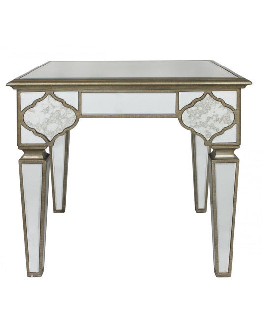 Marrakech Antique Mirror End  / Lamp  Table With Frosted Mirror Panels warehouse clearance
