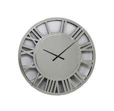 Large Mirror clock round with Roman numerals 80 cm click n collect