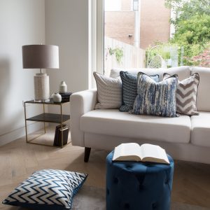 Chesterfield small footstool navy click n collect