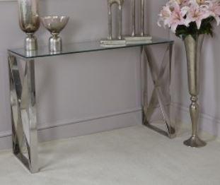 Stunning Zen chrome and glass console table value alert 120 x 40 cm for collection